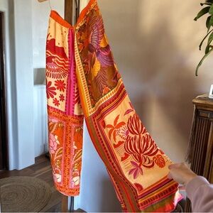Farm Rio Pants Trousers Parrots Birds Palazzo Orange NWT